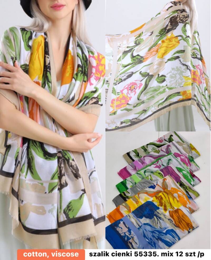 Szaliki damskie Roz Standard, Mix Kolor Paczka 12 szt